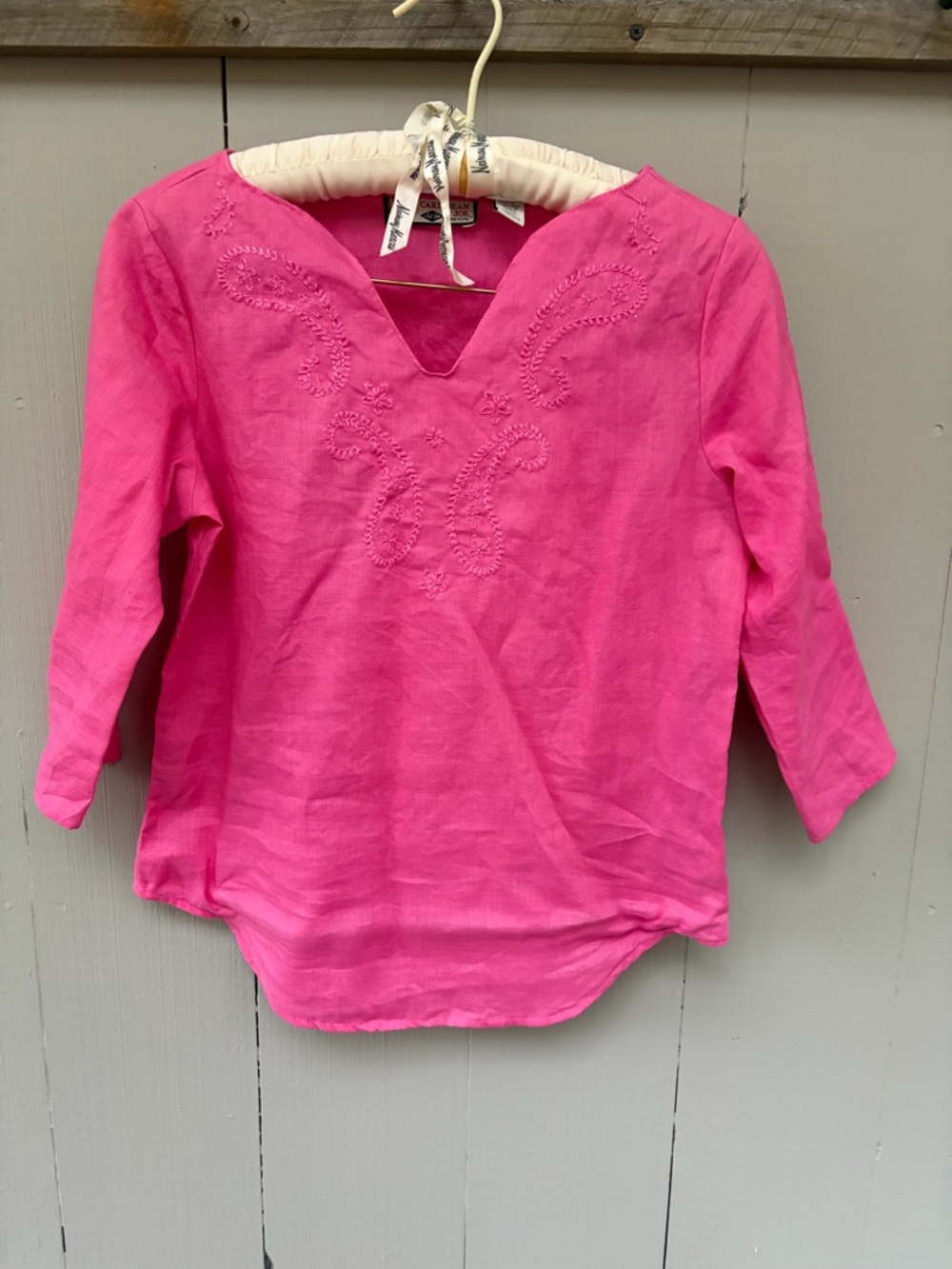 Caribbean Joe Bright Pink Embroidered Tunic